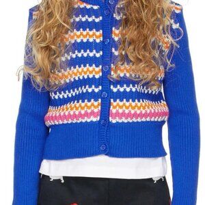 Girls MARNI kids Cardigan Striped‎ Blue Size 10